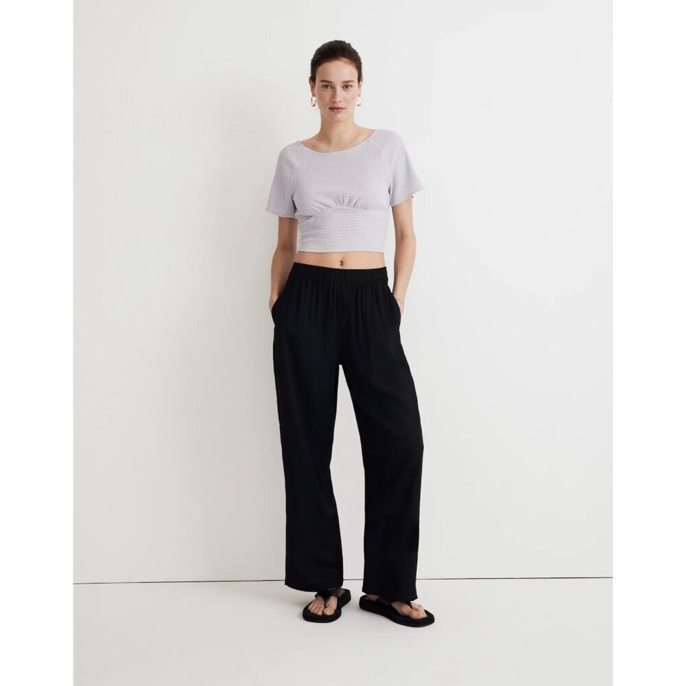 Madewell Lavender Shirred Crewneck Crop Top Size XS